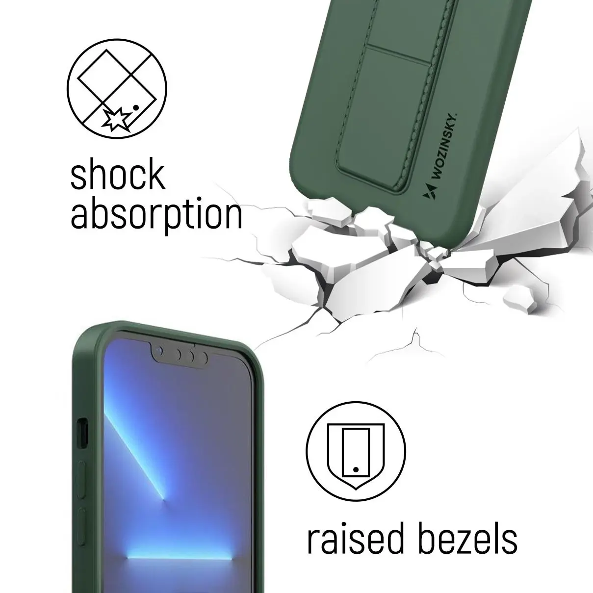"Wozinsky Kickstand Case" silikoninis stovo dangtelis, skirtas "Samsung Galaxy S22", raudonas