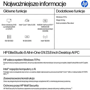 HP EliteStudio 8 G1i AI PC Intel Core Ultra 5 235 60.5 cm (23.8") 1920 x 1080 px Touchscreen All-in…