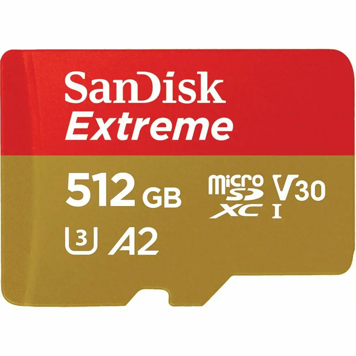 "SanDisk Extreme microSDXC 512GB + SD adapteris + 1 metų "RescuePRO Deluxe" iki 190MB/s ir 130MB/s skaitymo/rašymo greitis A2 C10 V30 UHS-I U3; EAN:619659189648