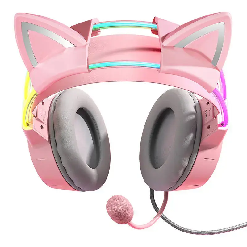 Žaidimų ausinės ONIKUMA X15Pro Pink Cat's Ears
