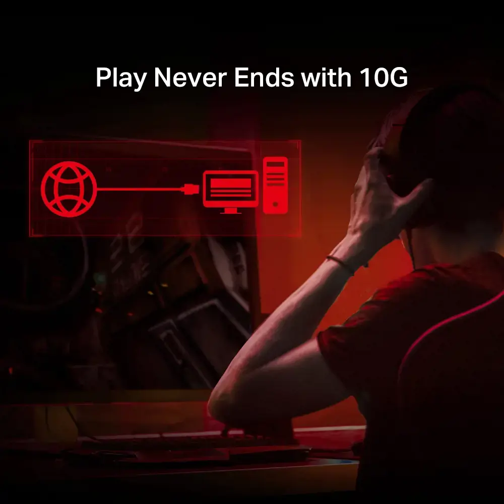 TP-Link TX401, vidinis, laidinis, PCI Express, Ethernet, 10000 Mbps, raudonas