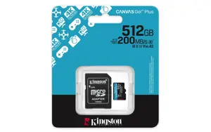 KINGSTON 512 GB MICROSDXC CANVAS GO! PLUS GEN4 200 MT/S A2 U3 V30 CARD + ADAPTER