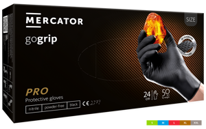 Viekartinės pirštinės MERCATOR Powergrip, nitrilinės, juodos, XL dydis, 50 vnt