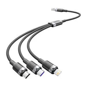 USB 2.0 A to 3-in-1 6A cable Vention CTRBG 1.5M (black)