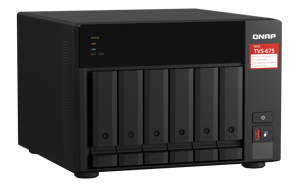 QNAP TVS-675-8G 6-bay NAS KX-U6580 8C/8T 2.5GHz 8GB 6xSATA 6Gb/s bays 2xM.2 NVMe PCIe Gen3 SSD slots 2x2.5GbE LAN optional 10GbE
