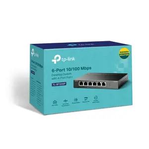 TP-Link TL-SF1006P, nevaldomas, Fast Ethernet (10/100), maitinimas per Ethernet (PoE)