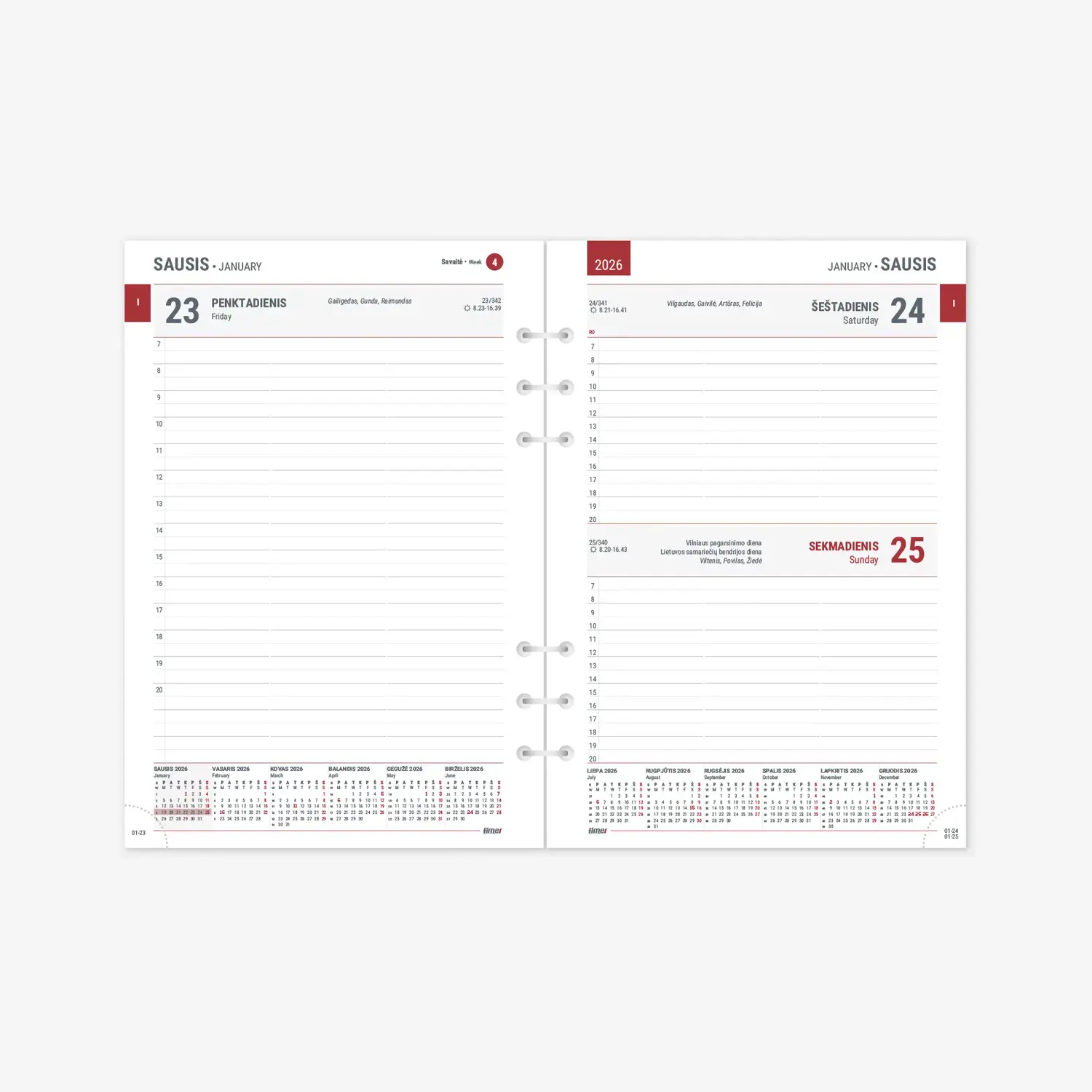 Kalendorius MAXI organizer 2026 A5, oda, juoda