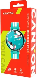 CANYON Semifreddo SW-61, Rtl8762dt, 1.19'' Amoled 390x390px, oncell TP, 192KB RAM, 3.7V 190mAh baterija, žalias aliuminio lydinio korpuso vidurinis rėmelis+plastikinis apatinis korpusas+žalias ir baltas silikoninis dirželis+sidabrinė dirželio sagtis. Dirželis: 261*18 mm 37,8 g