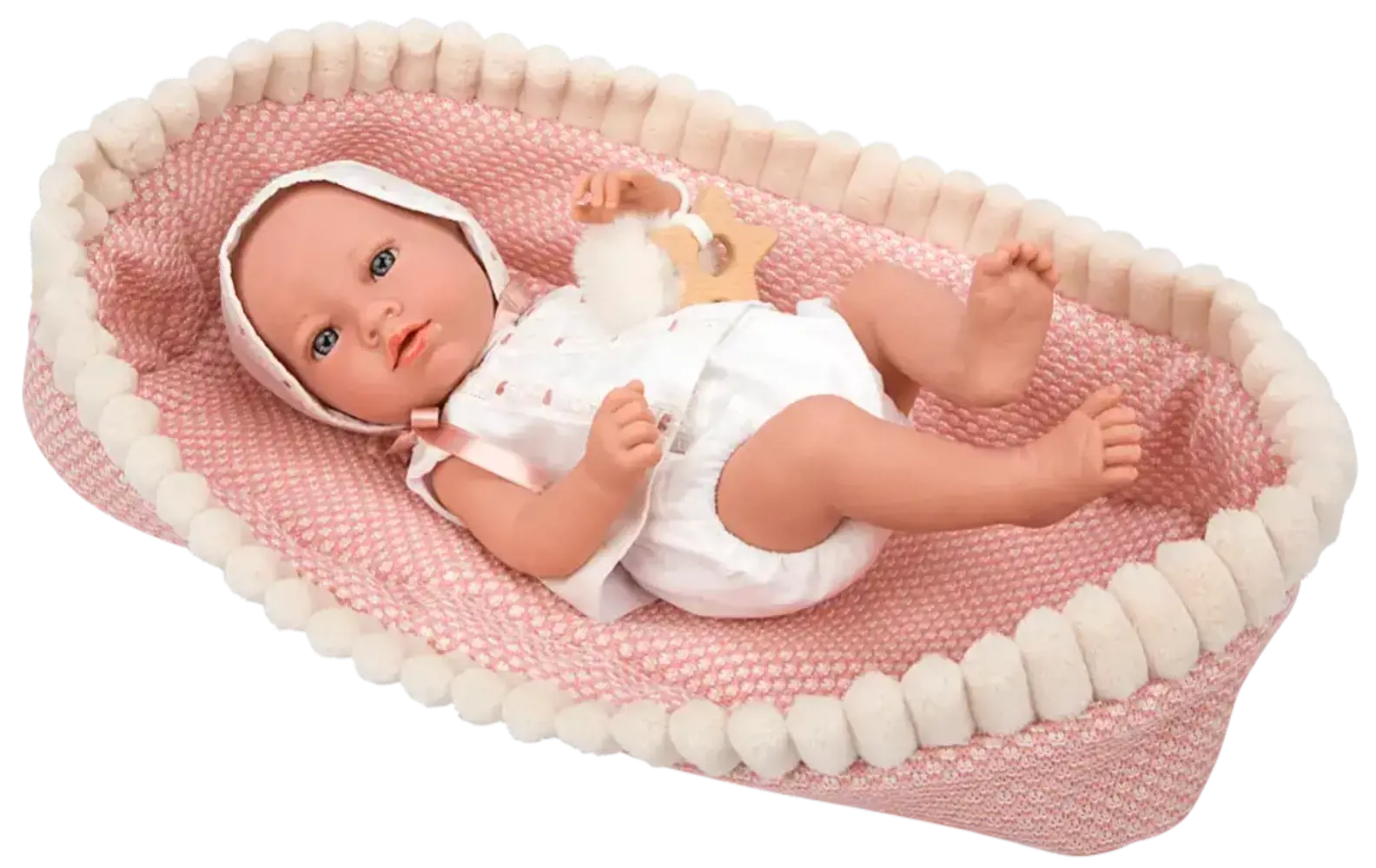 Arias kūdikėlis, mergaitė su rožiniu lopšeliu, 38 cm