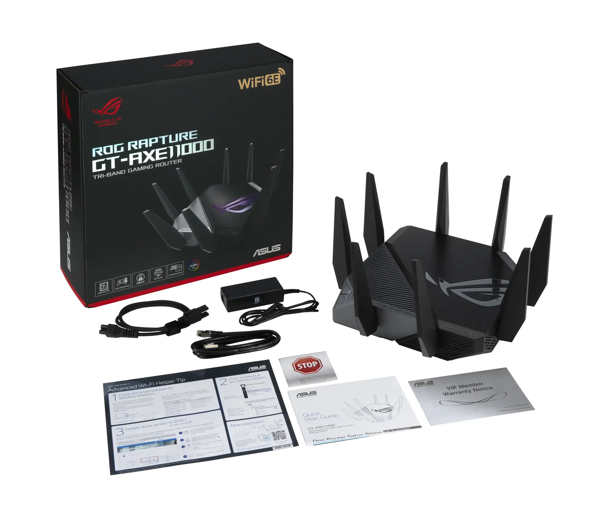 ASUS GT-AXE11000, "Wi-Fi 6" (802.11ax), trijų dažnių (2,4 GHz / 5 GHz / 6 GHz), Ethernet LAN, juodas, stalinis maršrutizatorius