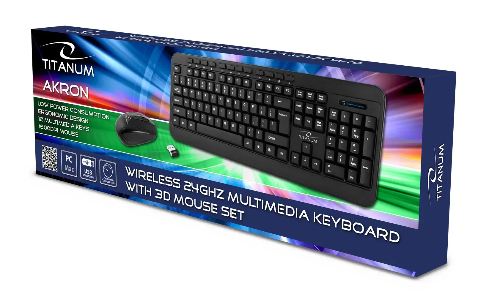 TITANUM TK109 Belaidis rinkinys - USB klaviatūra ir pelė Juoda