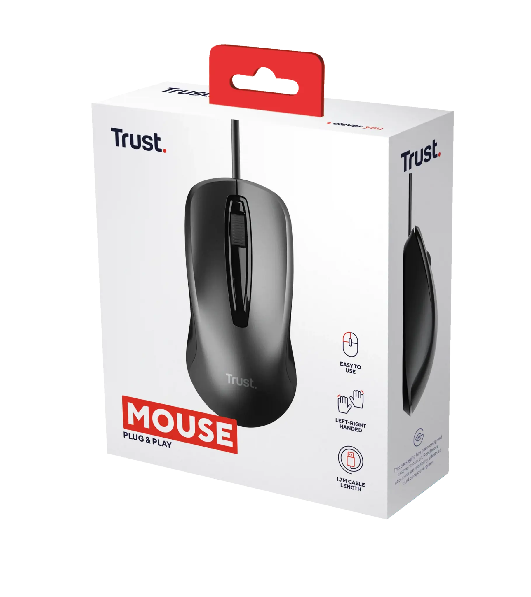 "Trust" 24657, Ambidextrous, optinis, USB Type-A, 1200 DPI, juodas