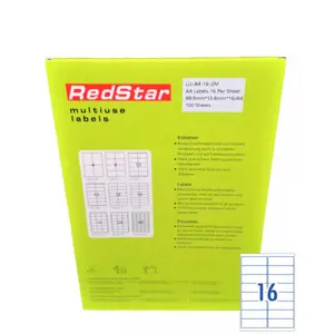 RedStar Paper A4. 16 lablels per sheet, 100p.