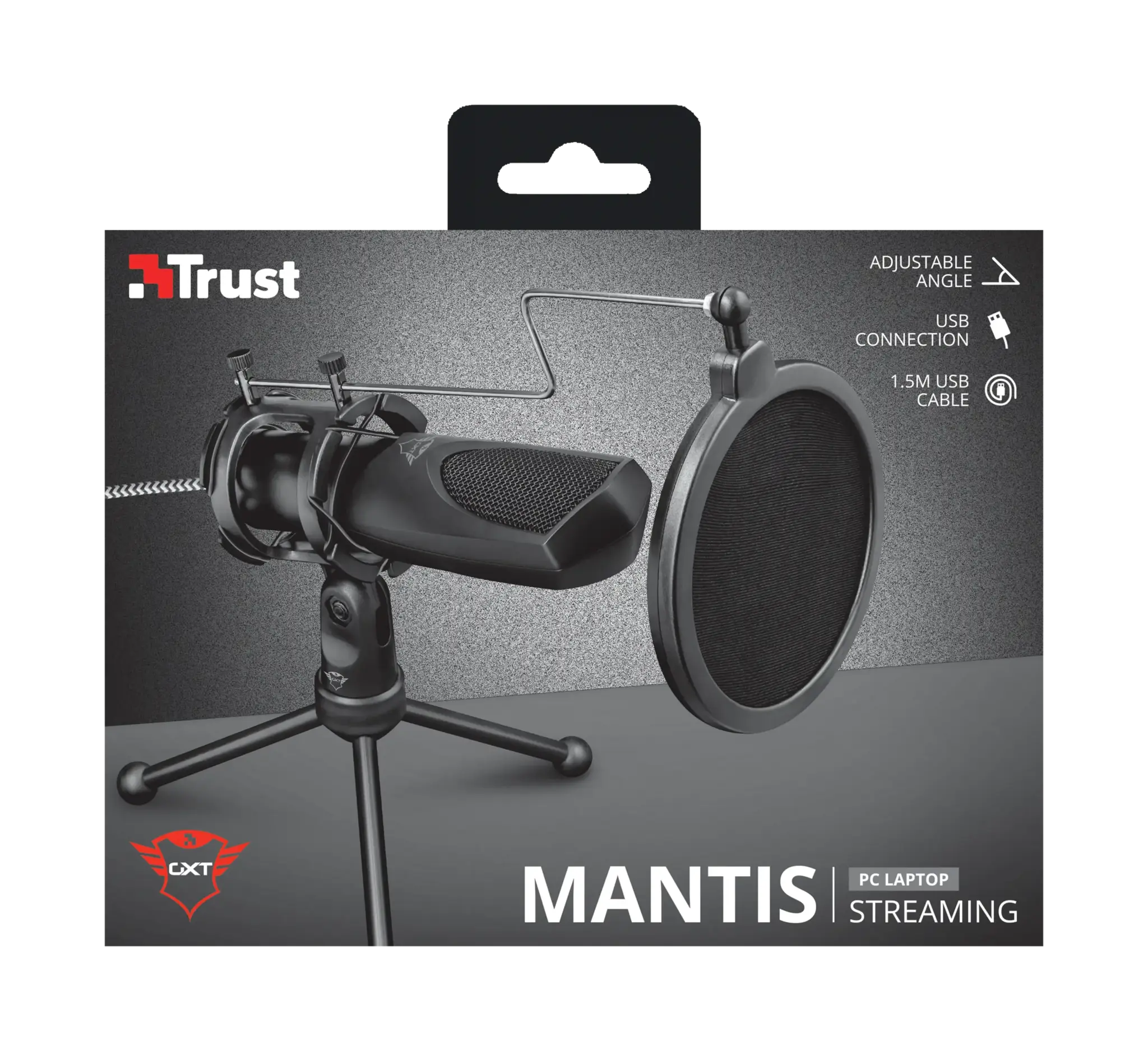 "Trust GXT 232 Mantis", kompiuterio mikrofonas, -38 dB, 50-16000 Hz, 32 Ω, visakryptis, laidinis