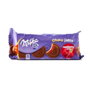 Sausainiai MILKA Jaffa, su aviečių skonio įdaru, 147 g