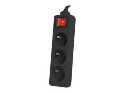 LANBERG PS1-03E-0300-BK Lanberg 3M juoda LANTERGE CURVE 3X 230V PL su grandinės pertraukikliu, pilnas varis