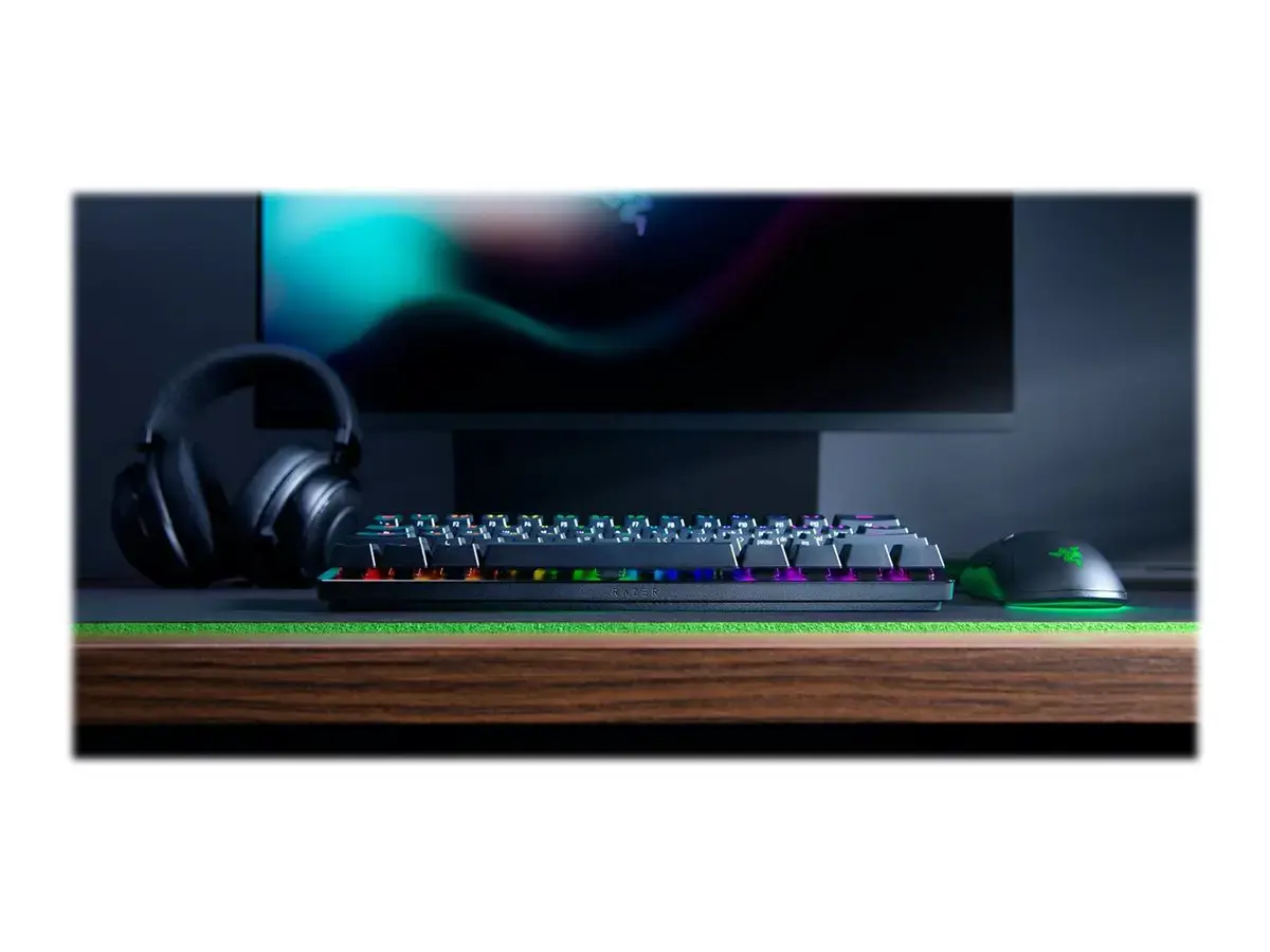 Razer Huntsman Mini 60%, Žaidimų, Opto-Mechanical, RGB LED apšvietimas, Nordic, Juoda, Laidinis