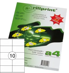 Lipnios etiketės RILLSTAB, 105 x 57 mm, A4, 100 lapų, balta