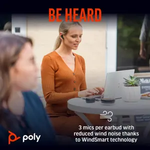 POLY Voyager Free 60+ UC M Carbon Black Earbuds +BT700 USB-C Adapter +Touchscreen Charge Case, Wireless, Calls/Music, Headset, Black