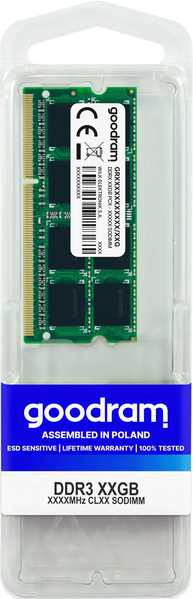 "Goodram" 4 GB DDR3 PC3-12800, 4 GB, 1 x 4 GB, DDR3, 1600 MHz, 204 kontaktų SO-DIMM, žalias