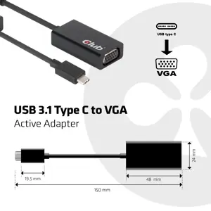 CLUB 3D USB3.1 C TO VGA ACTIVE