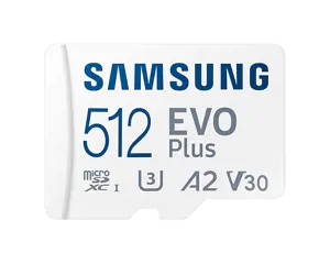 Samsung EVO Plus, 512 GB, MicroSDXC, Class 10, UHS-I, 130 MB/s, 130 MB/s