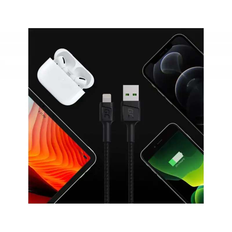 GREENCELL kabelis GC PowerStream USB-A - Lightning 120cm Apple 2.4A