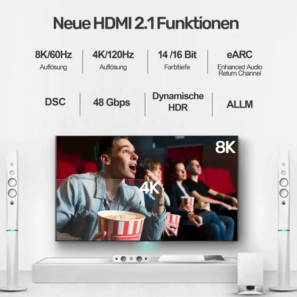 UNITEK C138w kabelis HDMI 2.1 8K 4K120Hz UHD 3 m