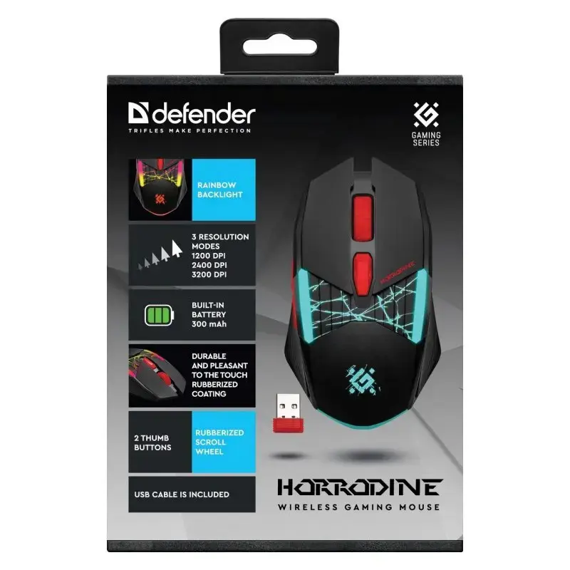 MOUSE DEFENDER GM-126 TISA RF+BT OPTIC 1600dpi 6P BLACK