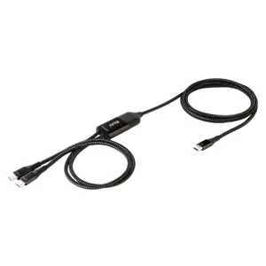 CLUB3D USB Type-C, Y charging cable to 2x USB Type-C max. 100W, 1.83m/6ft M/M, 1.83 m, USB C, USB C, Black