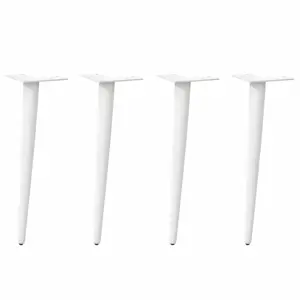 Kavos staliuko kojelės, 4 vnt., baltos, 42-43 cm, plienas, kūginės formos