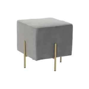 Kojų atrama DKD Home Decor Scandi Grey Golden Metal Velvet 42 x 42 x 45 cm