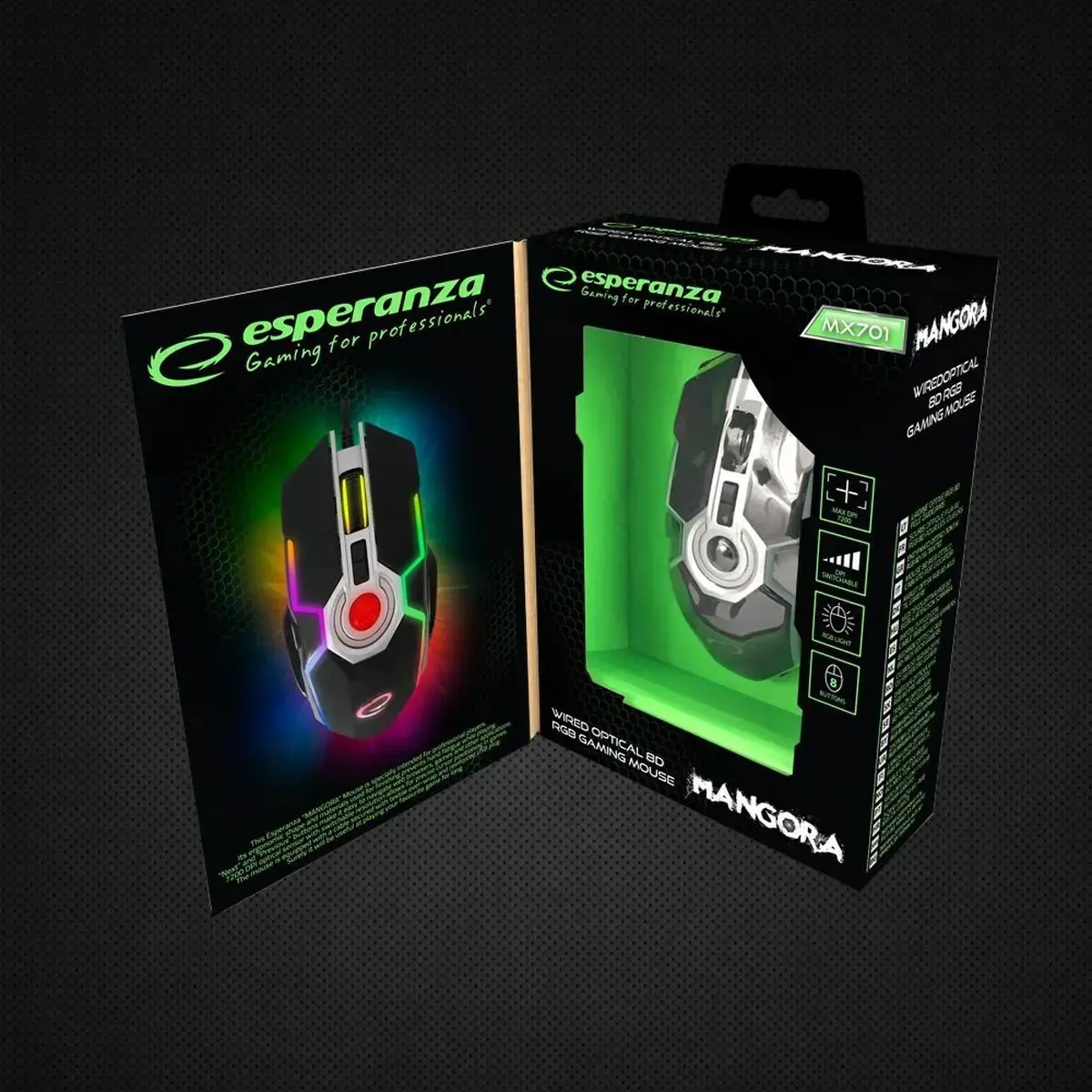 "Esperanza EGM701" pelė Dešinioji USB Type-A optinė 7200 DPI