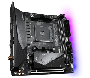 Gigabyte B550I AORUS PRO AX, AMD, "Socket AM4", 3 kartos "AMD Ryzen™ 3", 3 kartos "AMD Ryzen 5", 3 kartos "AMD Ryzen™ 7", 3 kartos..., DDR4-SDRAM, 64 GB, DIMM