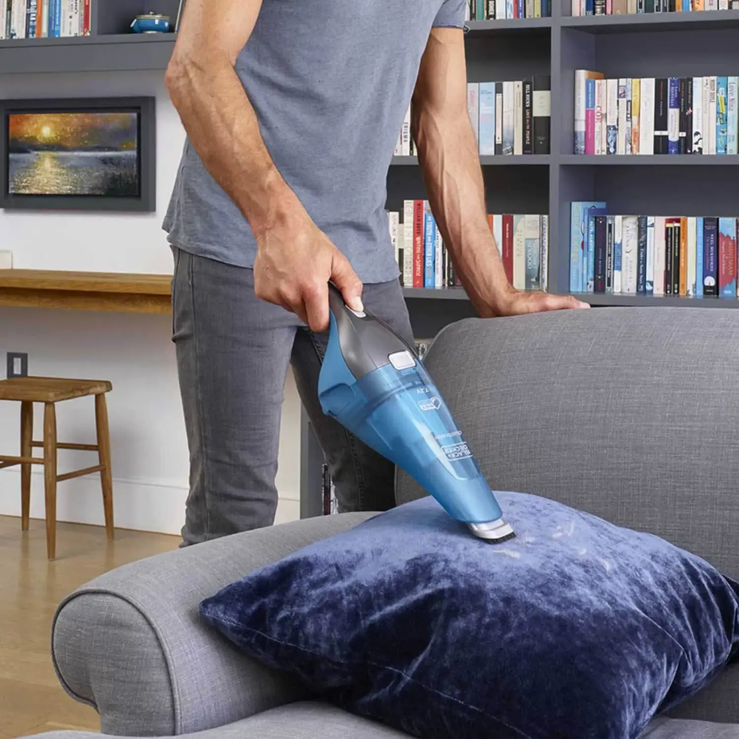 "Black & Decker" rankinis dulkių siurblys WDC215WA mėlynas, titano spalvos, be maišelio