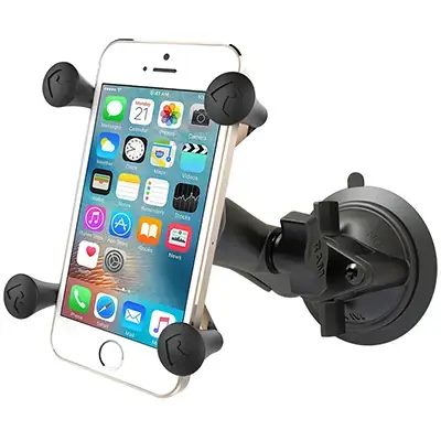"RAM Mounts X-Grip" telefono laikiklis su "Twist-Lock" siurbtuku, mobilusis telefonas / išmanusis telefonas, pasyvusis laikiklis, juodas