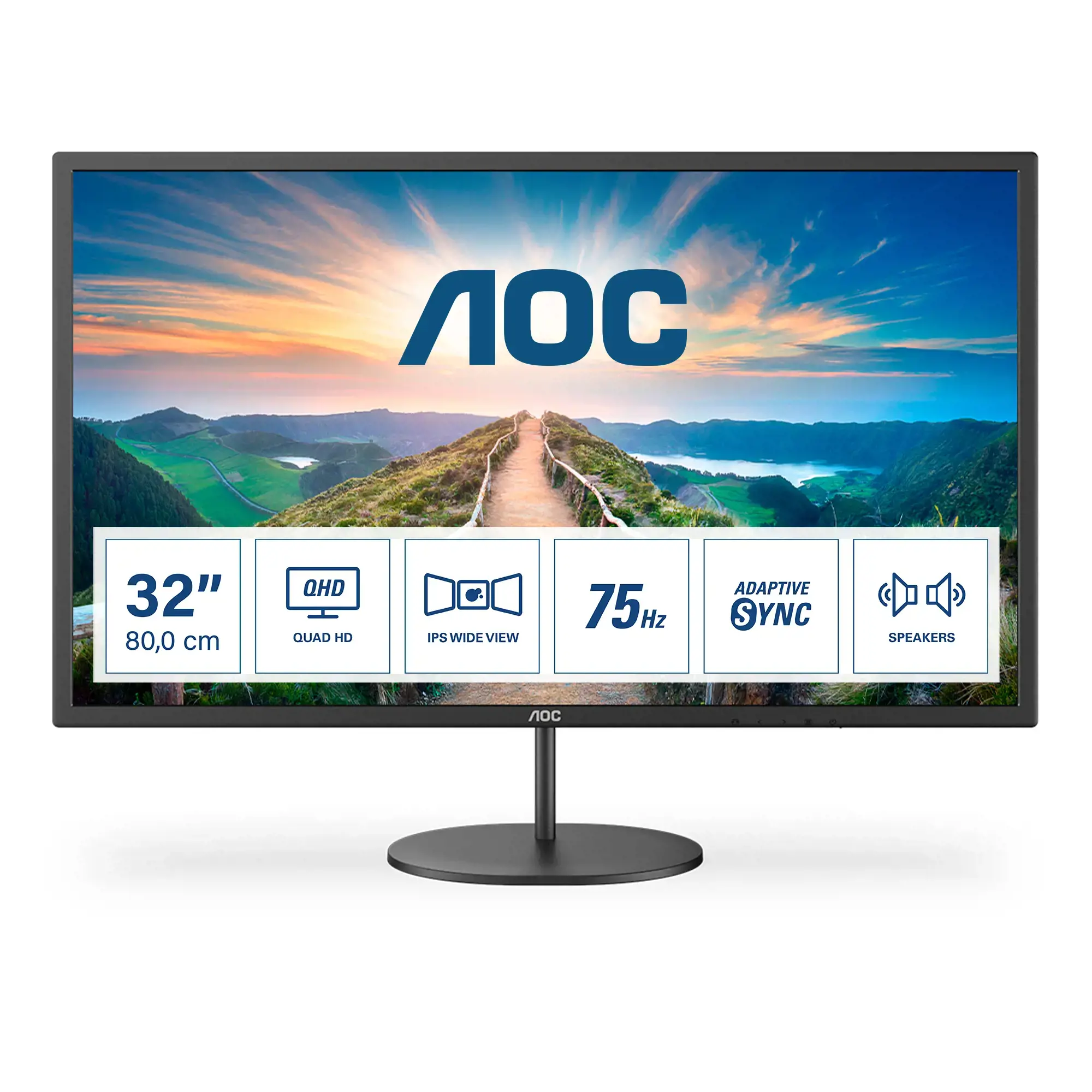Monitorius AOC V4 Q32V4, 80 cm (31.5"), 2560 x 1440 pixels, 2K Ultra HD, LED, 4 ms, Black