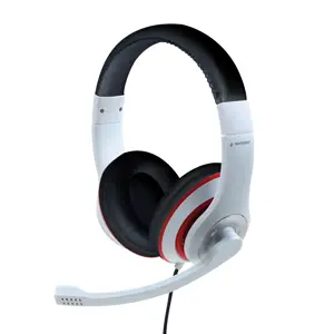 GEMBIRD MHS-03-WTRDBK Stereo ausinės su mikrofonu juodos ir baltos spalvos su raudonu žiedu