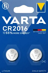 Varta CR2016, Vienkartinė baterija, CR2016, šarminė, 3 V, 2 vnt., 90 mAh
