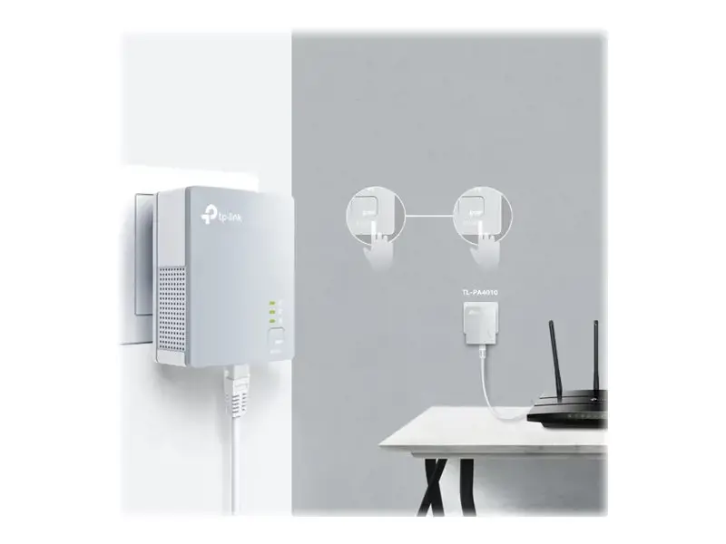 TP-Link TL-PA4010KIT, 600 Mbps, IEEE 802.3, IEEE 802.3u, Fast Ethernet, 10 100 Mbps, 10BASE-T, 100BASE-TX, HomePlug AV