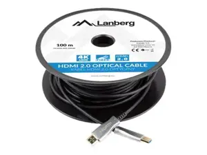LANBERG HDMI v2.0 M/M kabelis 100 m optinis AOC juodas