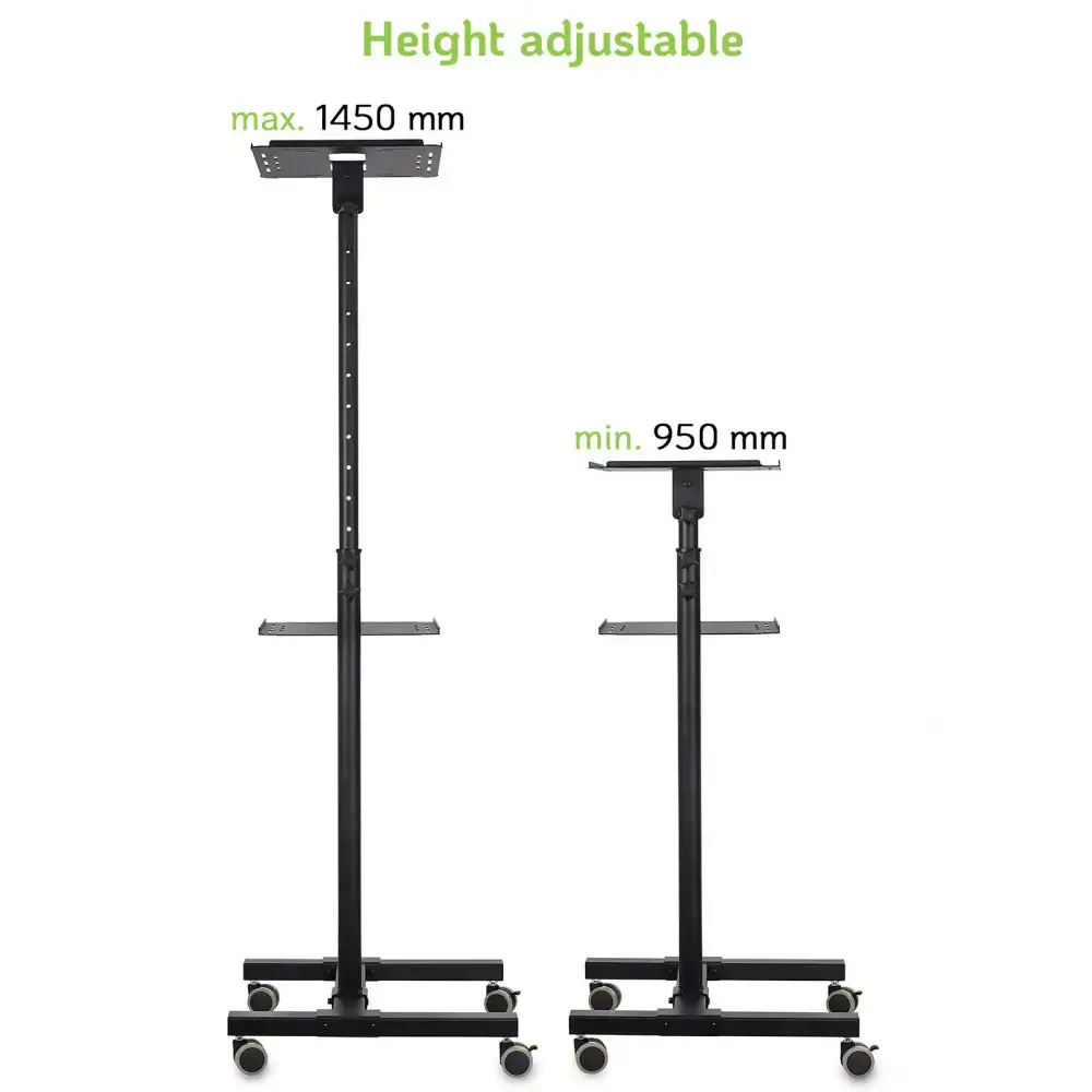 Techly ICA-TB TPM-10, Black, Plastic, Steel, 10 kg, 950 - 1450 mm, -12 - 12°, 502 mm