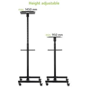 Techly ICA-TB TPM-10, Black, Plastic, Steel, 10 kg, 950 - 1450 mm, -12 - 12°, 502 mm