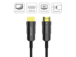 UNITEK C11072BK-20M optinis kabelis HDMI 2.0 AOC 4K 60Hz 20 m