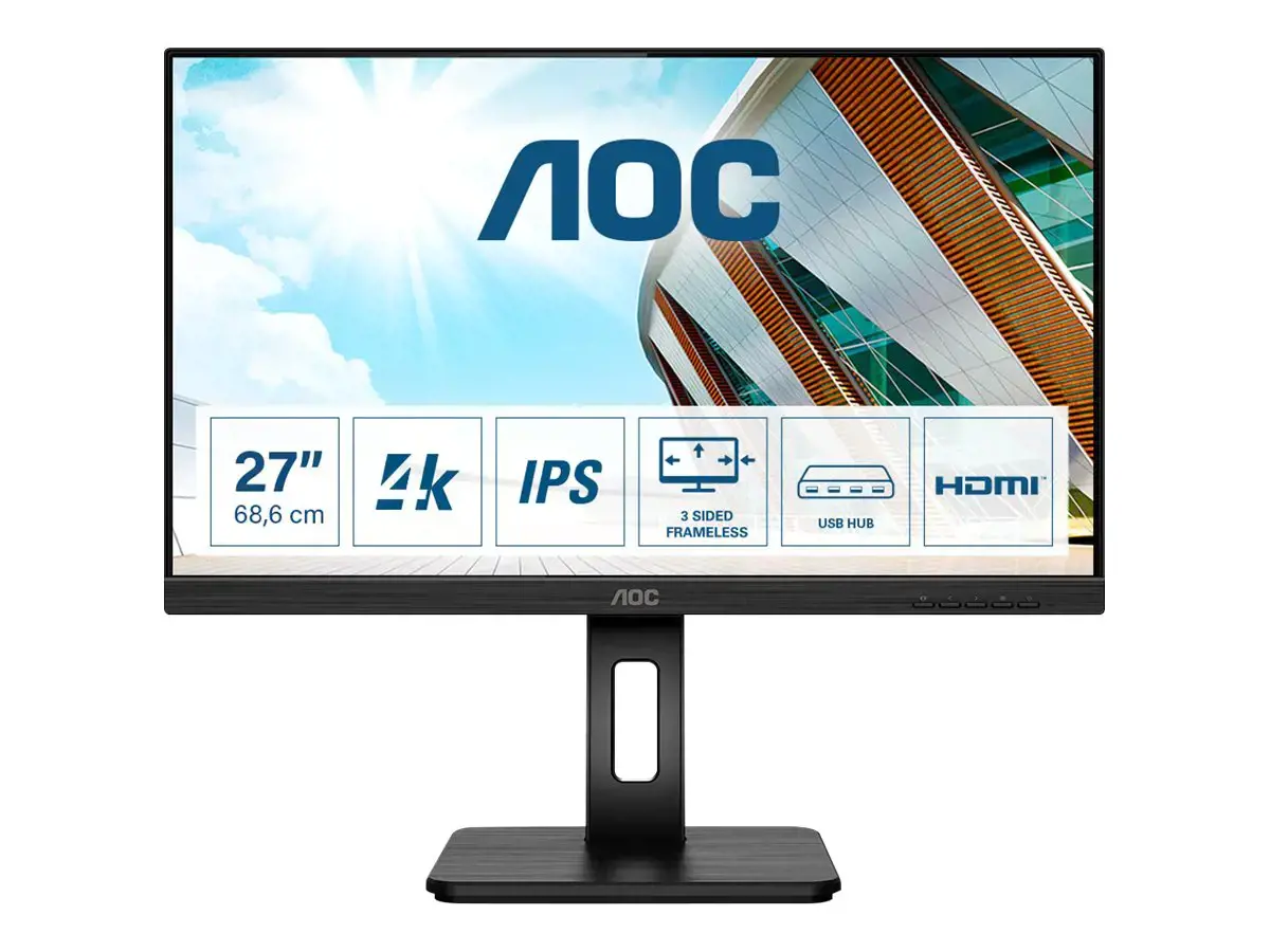 Monitorius AOC P2 U27P2, 68.6 cm (27"), 3840 x 2160 pixels, 4K Ultra HD, LED, 4 ms, Black