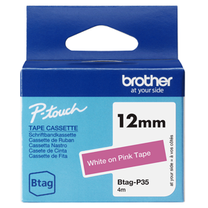 Brother BTAG-P35, White on pink, Philippines, 5 year(s), Brother, P-touch PT-N10, PT-N20, PT-N25BT,…
