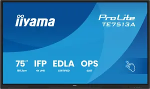iiyama 75" Google EDLA Certified IFP - Interactive display for seamless integration and collaboration in education and enterprise, Interactive flat panel, 190.5 cm (75"), 3840 x 2160 pixels, Wi-Fi, 18/7