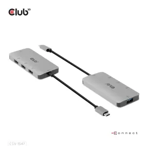 CLUB3D USB Gen2 Type-C to 10Gbps 4x USB Type-A Hub, USB 3.2 Gen 2 (3.1 Gen 2) Type-C, USB 3.2 Gen 2 (3.1 Gen 2) Type-A, 10000 Mbit/s, Black, Silver, Round cable, 0.262 m