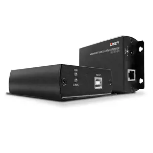 Lindy 140m 4 Port USB 2.0 Cat.6 Extender, Transmitter & receiver, Wired, 140 m, Cat5e, Cat6, Black,…