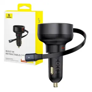Automobilinis įkroviklis "Baseus Enjoyment Pro" su "Lightning" laidu + USB-C , 55 W (juodas)